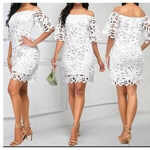 NWT PRETTYGARDEN Off Shoulder Vintage Floral Lace Flare dress size small